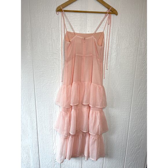 CAPULET Quinn Pink and White Gingham Chiffon Midi Size US XS - Picture 7 of 9
